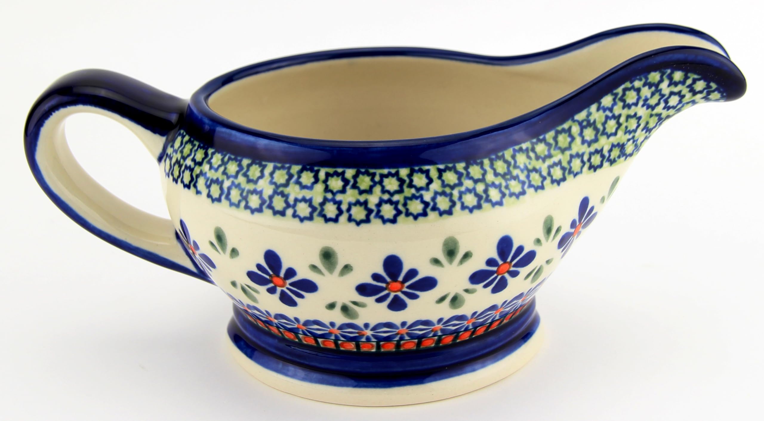 Polish Pottery Gravy Boat 16 Oz. From Zaklady Ceramiczne Boleslawiec #1258-du60 Unikat Pattern, Capacity 16 Oz.