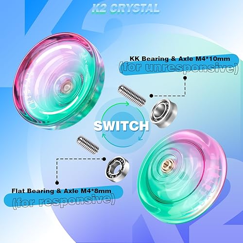Miniatura 4 de Responsive Yoyo K2 Crystal, Yoyo de plástico para niños principiantes, reemplazo de yoyo de doble propósito que no responde con 12 cuerdas de Yoyo +