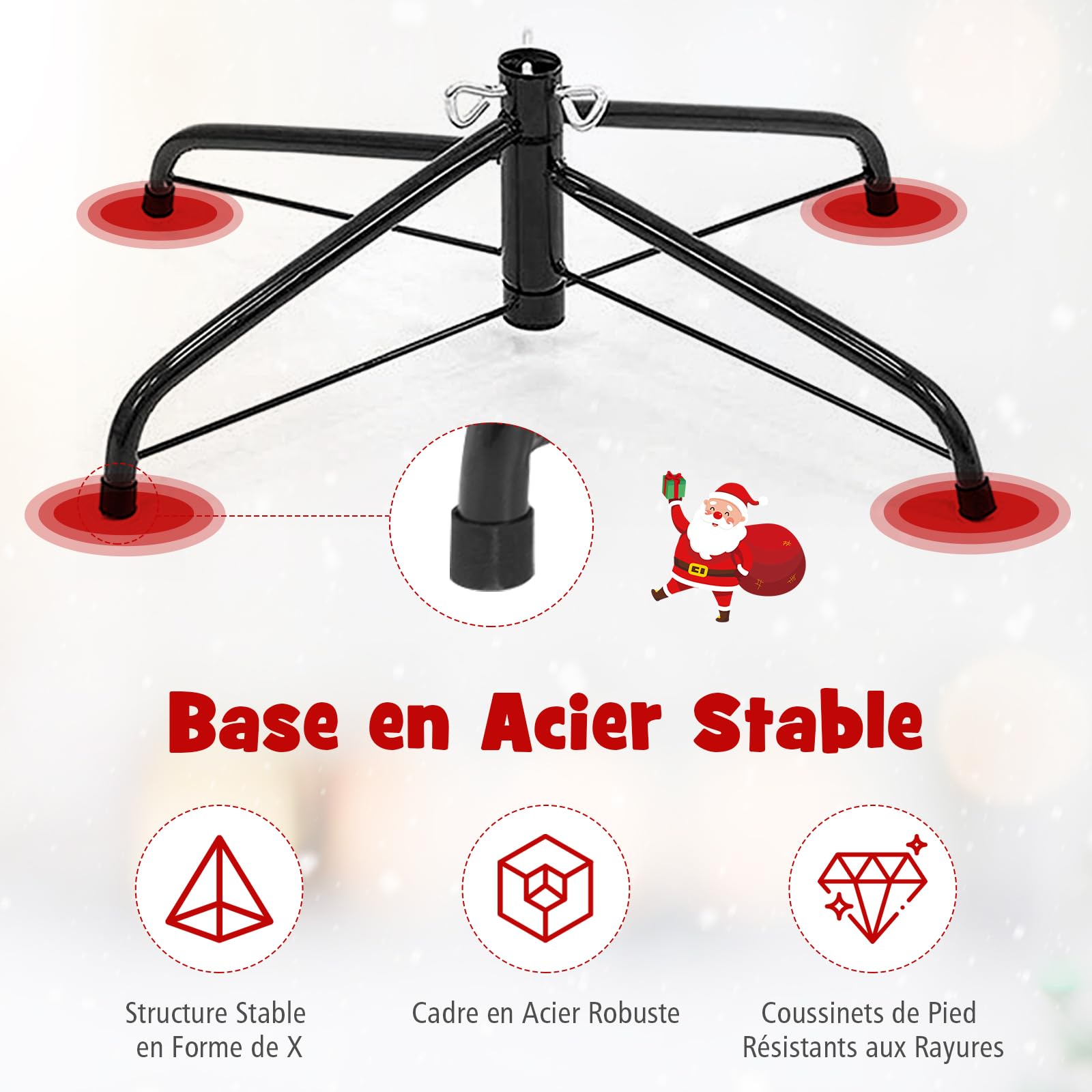GYMAX Sapin de Noël 180cm Slim Artificiel, 400 Branches en PVC, Support Métallique Pliable, Sapin Mince Gain de Place pour Maison, Magasin, Bureau