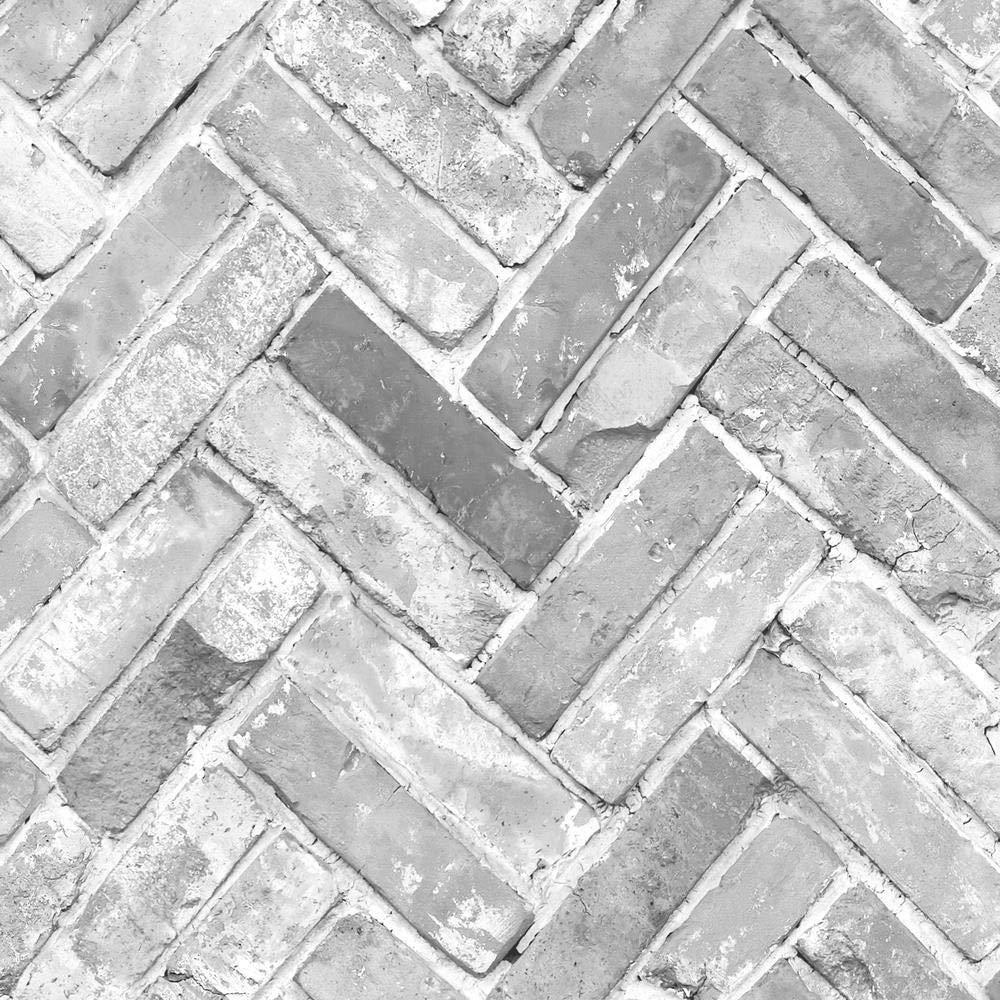 Muriva Grey Herringbone Brick Wallpaper 174502 - Feature Photographic Faux Wall