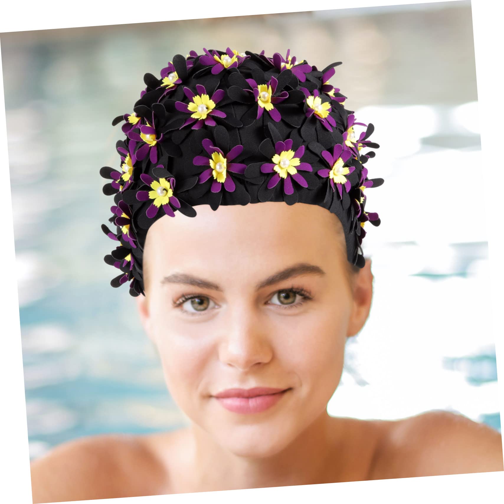 HEMOTON Aumentar el Sombrero de natación de Flores Gorro de baño para Mujeres de Sombrero de baño Gorro de baño de Damas Gorro de baño Floral poliéster