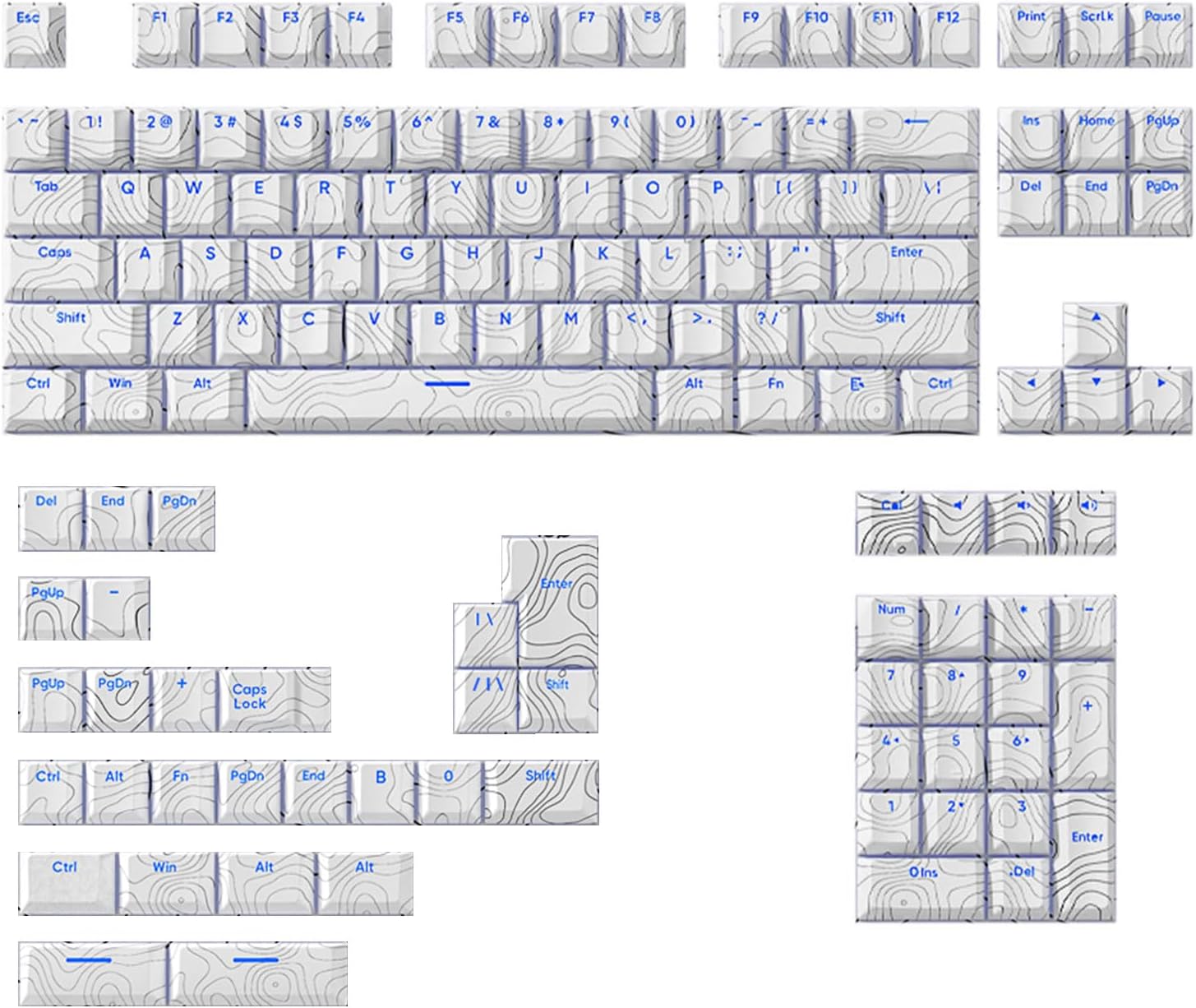 135 Transparents Line Original Keycaps Front Print Backlits Dye Sublimation KeyCap for Mechanical Keyboards PBT Backlit Keycaps
