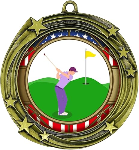 Miniatura 2 de All Quality Medalla de diseño de estrellas en remolino de golf - 1, 2, 3er lugar