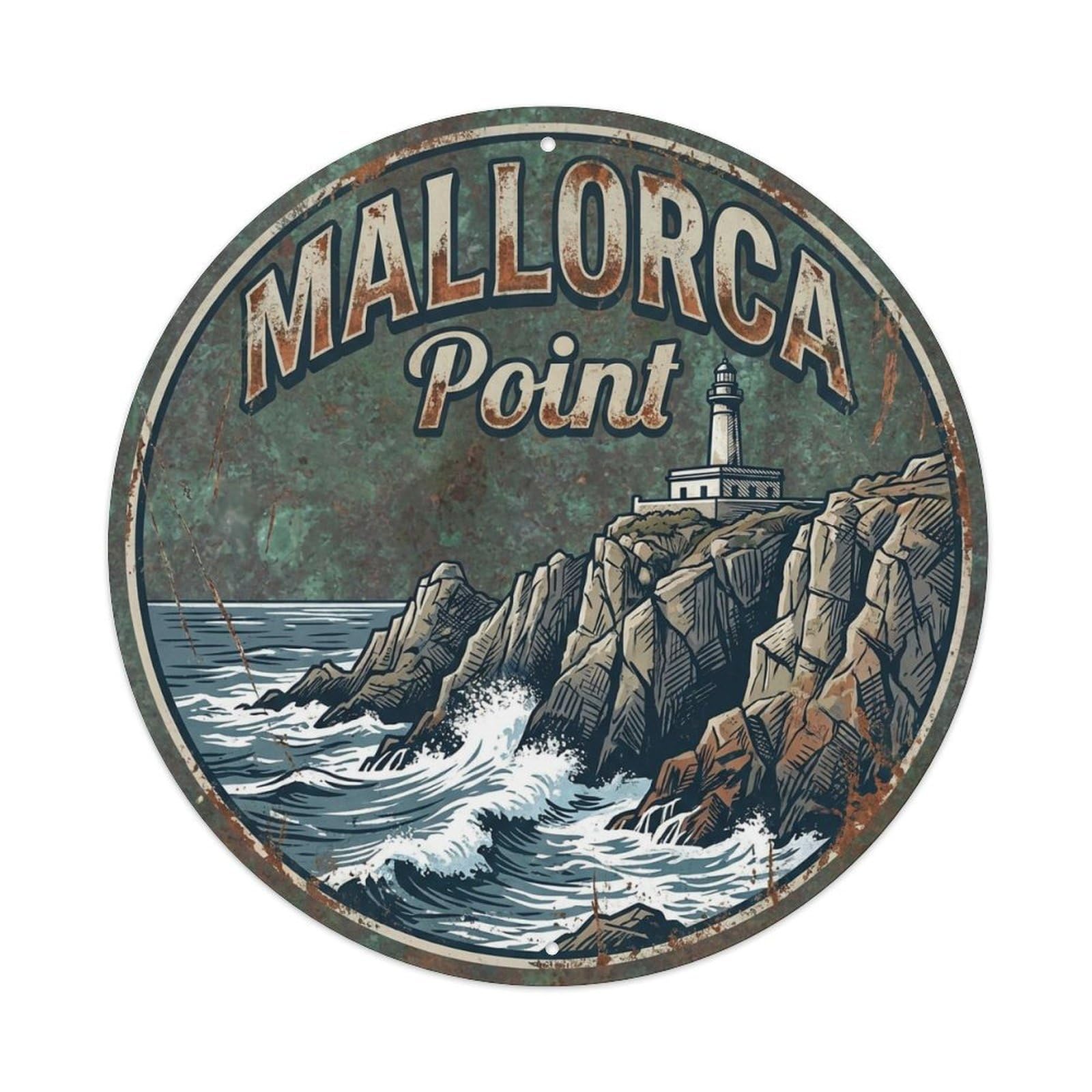 Vintage Travel Mallorca Spain Cape Metal Tin Sign