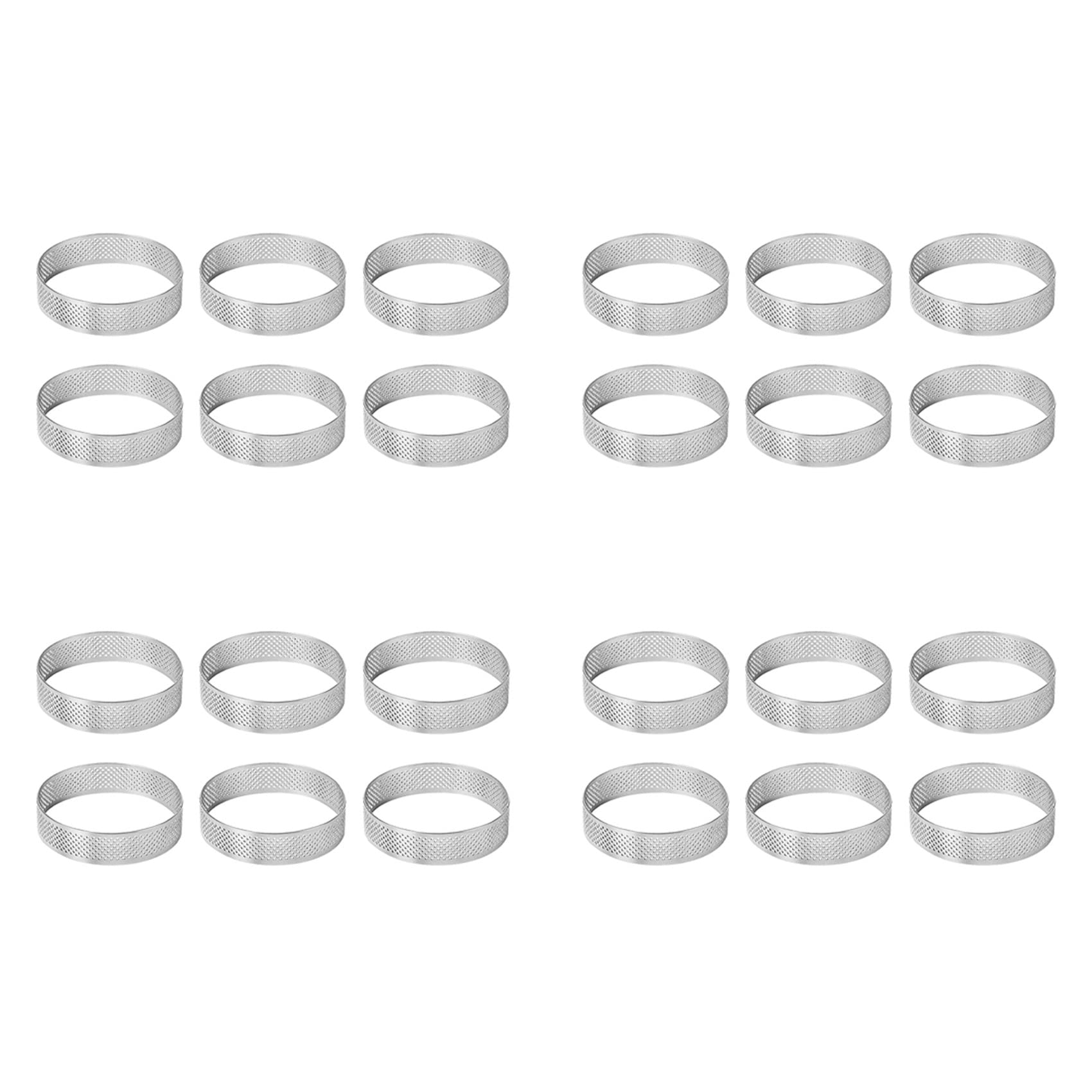 Hndhbfgrt Cake Ring Molds, 24Pcs Stainless Steel Porous Tart Ring, Perforated Pie Cake Ring Mold, Cake Mousse Ring with Holes 7cm