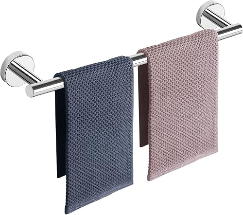 Vista 30 de NearMoon Toallero de baño, soporte grueso de acero inoxidable para toallas de ducha montado en la pared para baño, longitud total de 24 pulgadas