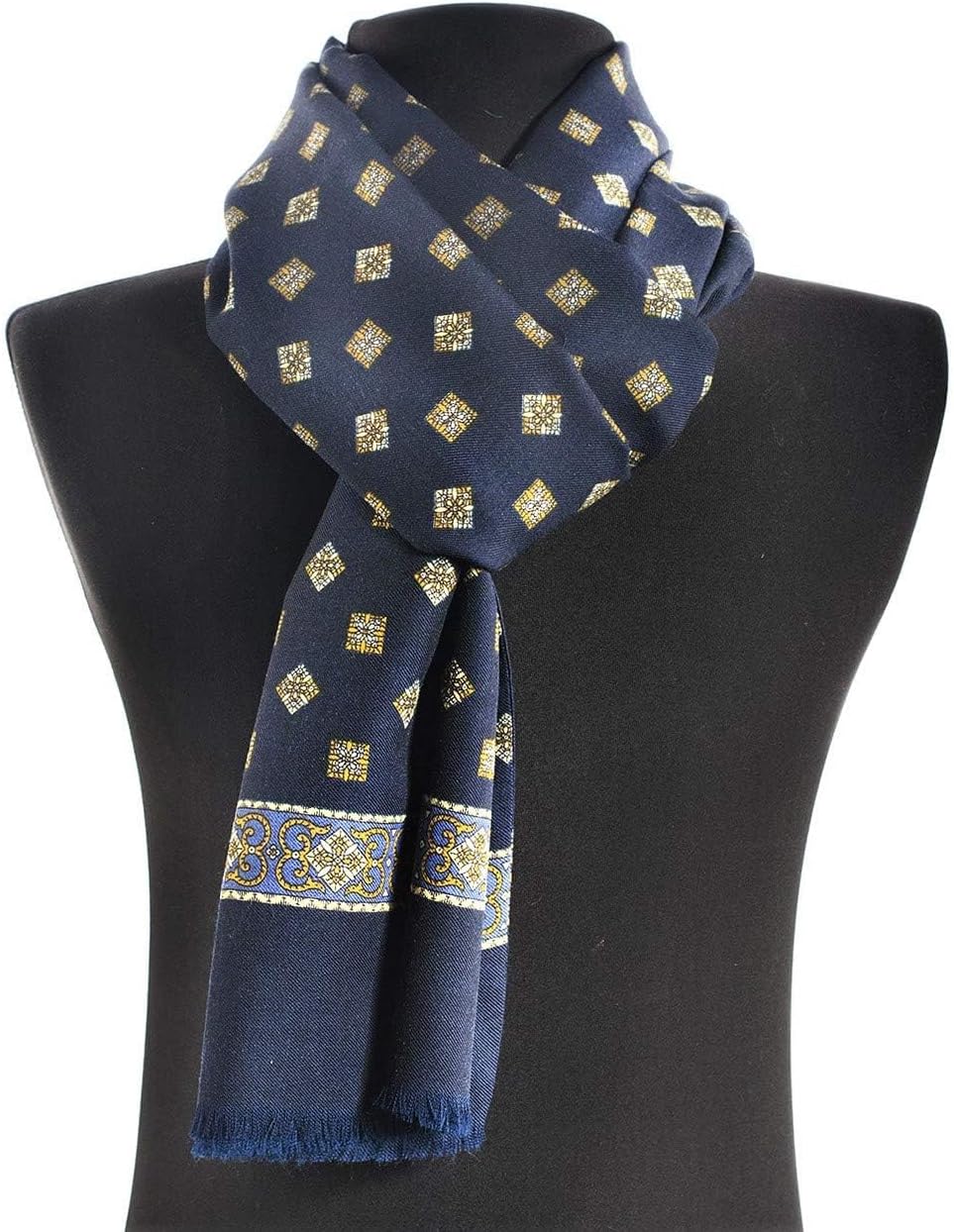 Pavlovo Posad Wool Scarf for Men 11x55'' (27x140 cm) 100% Wool Men’s Shawl