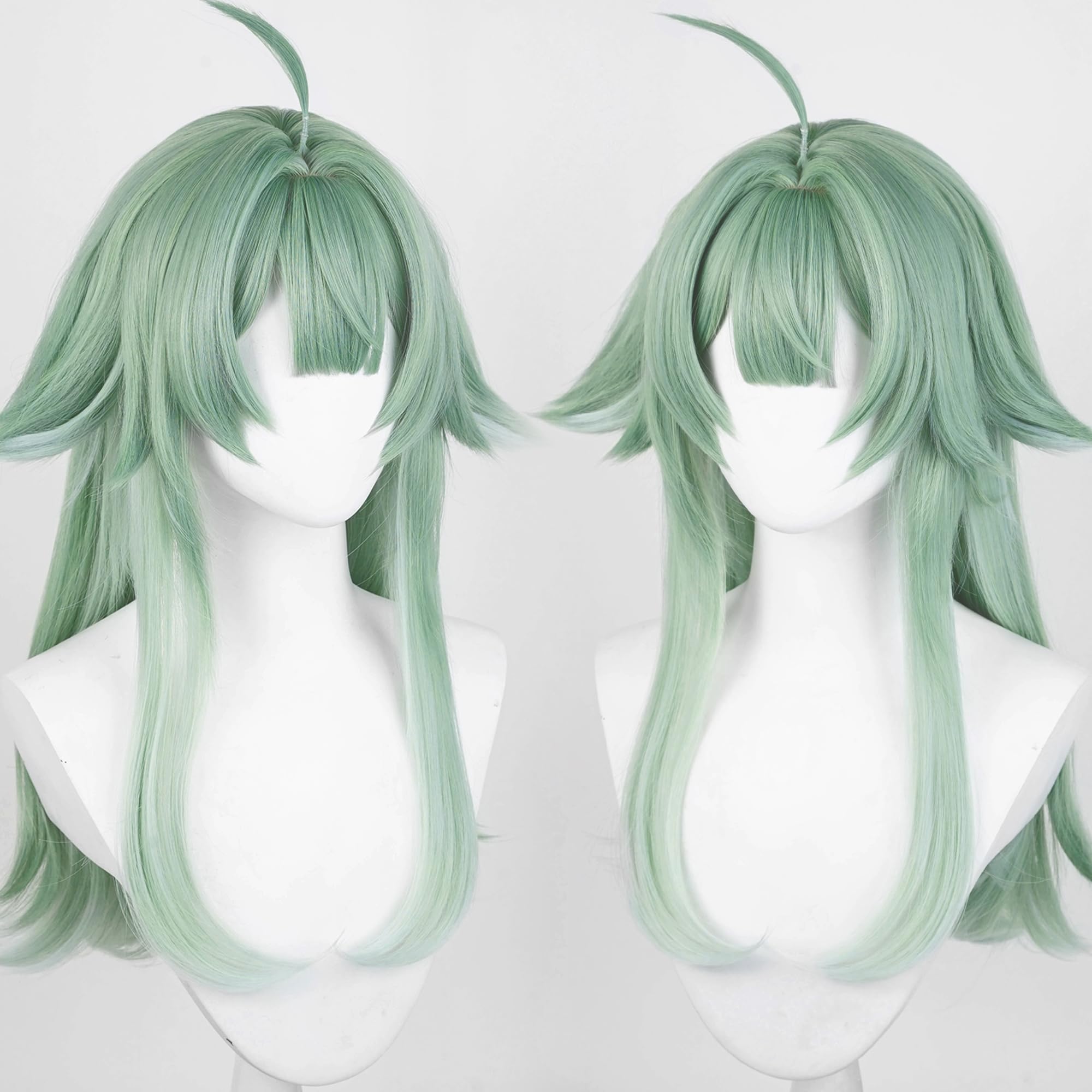 Green Wig for Women Huo Huo Cosplay Wig Long Straight with Bangs for Halloween Comic Con Cos Anime Heat Resistant Synthetic Costume Hair - Image 3