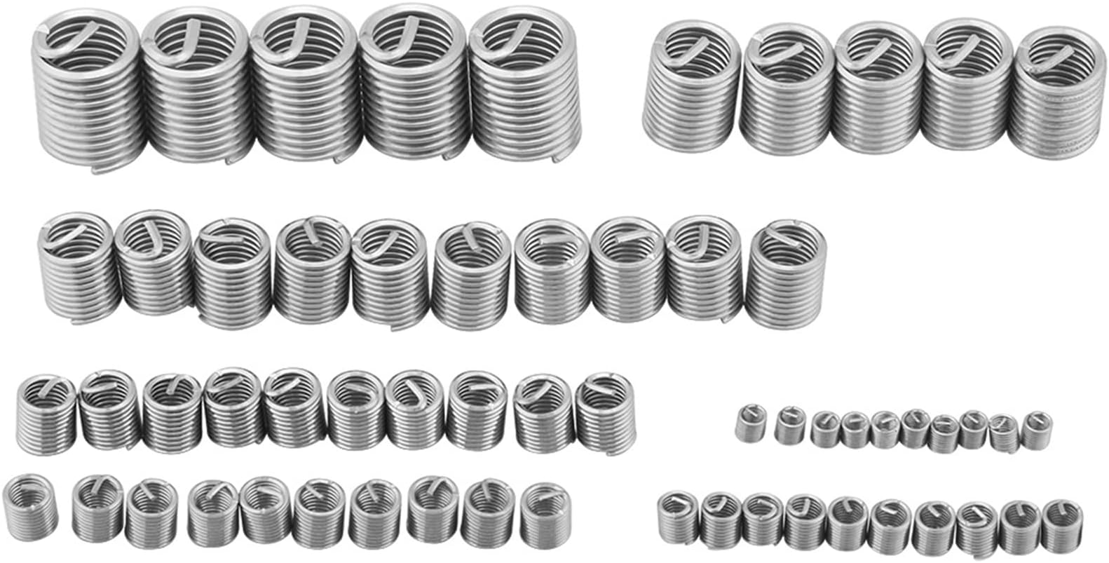 60pcs Wire Screw Sleeve Thread Repair Inserts Assortment Kit Stainless Steel Helicoil Thread Repair Kit M3 M4 M5 M6 M8 M10