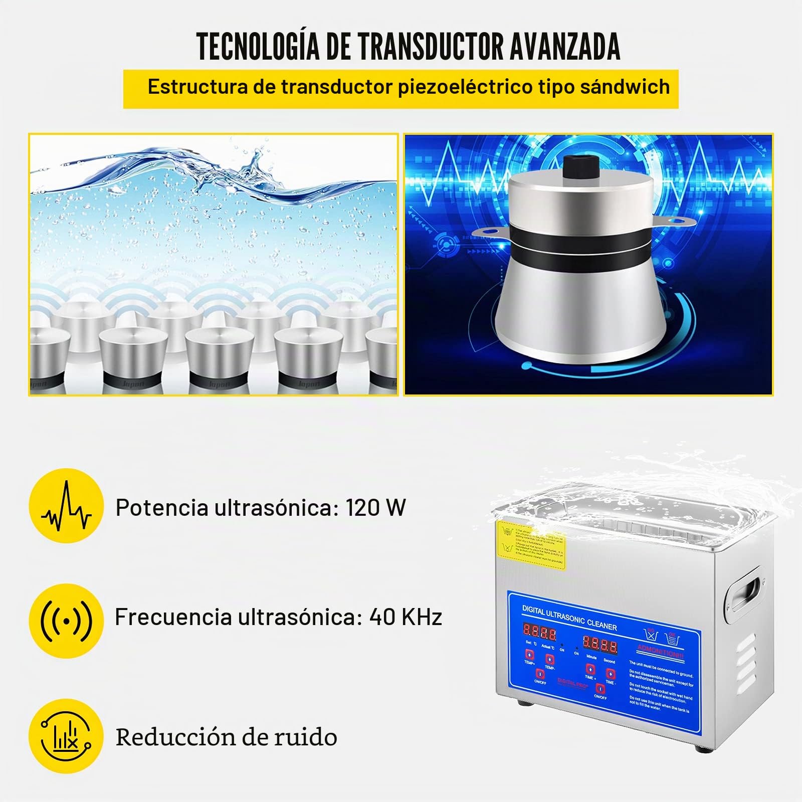 Limpiador ultrasónico 3L, Limpiador Ultrasonidos Profesional, Máquina de Ultrasonido con Temporizador Digital, Temperatura Ajustable, para Limpieza de Joyas, Relojes, Laboratorio