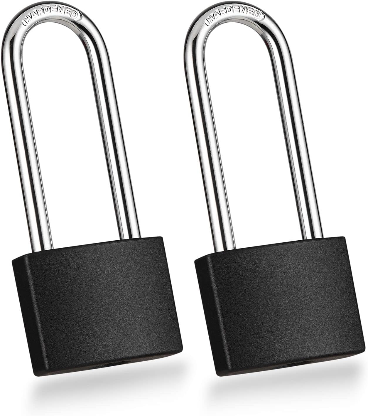 2 Pack Coated Aluminum Padlocks with Key, Black Locker Lock with Lengthy Shackle for Gates, Fences, Toolboxes,