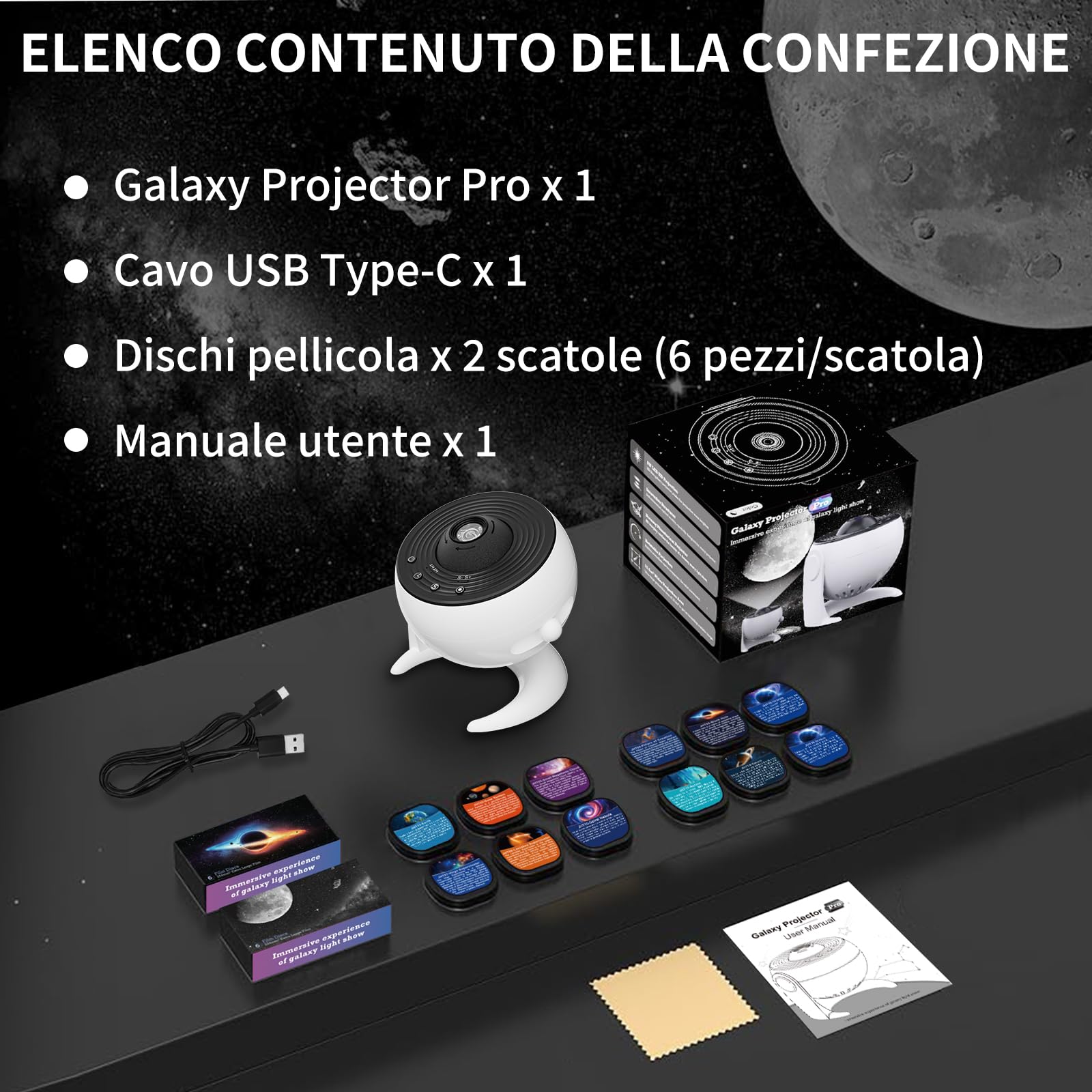 FlyEagle Proiettore Stelle Soffitto, Planetario Proiettore 13 In 1, Luce Notturna Con Timer, Stelle Luminose Cameretta, Rotazione A 360°, Proiettore Stelle Bambini Adulti, Bianco