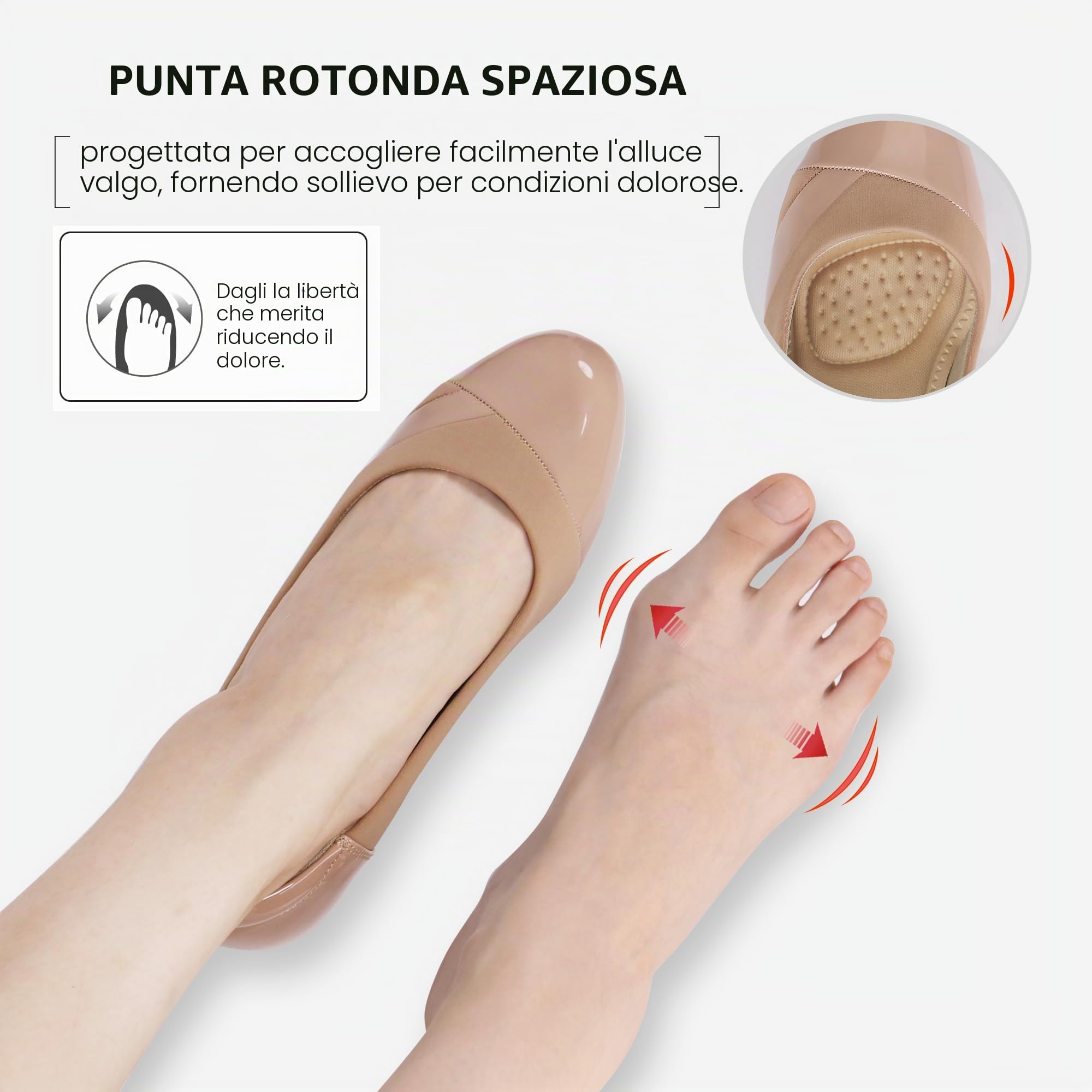 Ortho + Rest Scarpe Eleganti Donna per Alluce Valgo con Tacco Basso - Loafer Ortopediche Slip-on