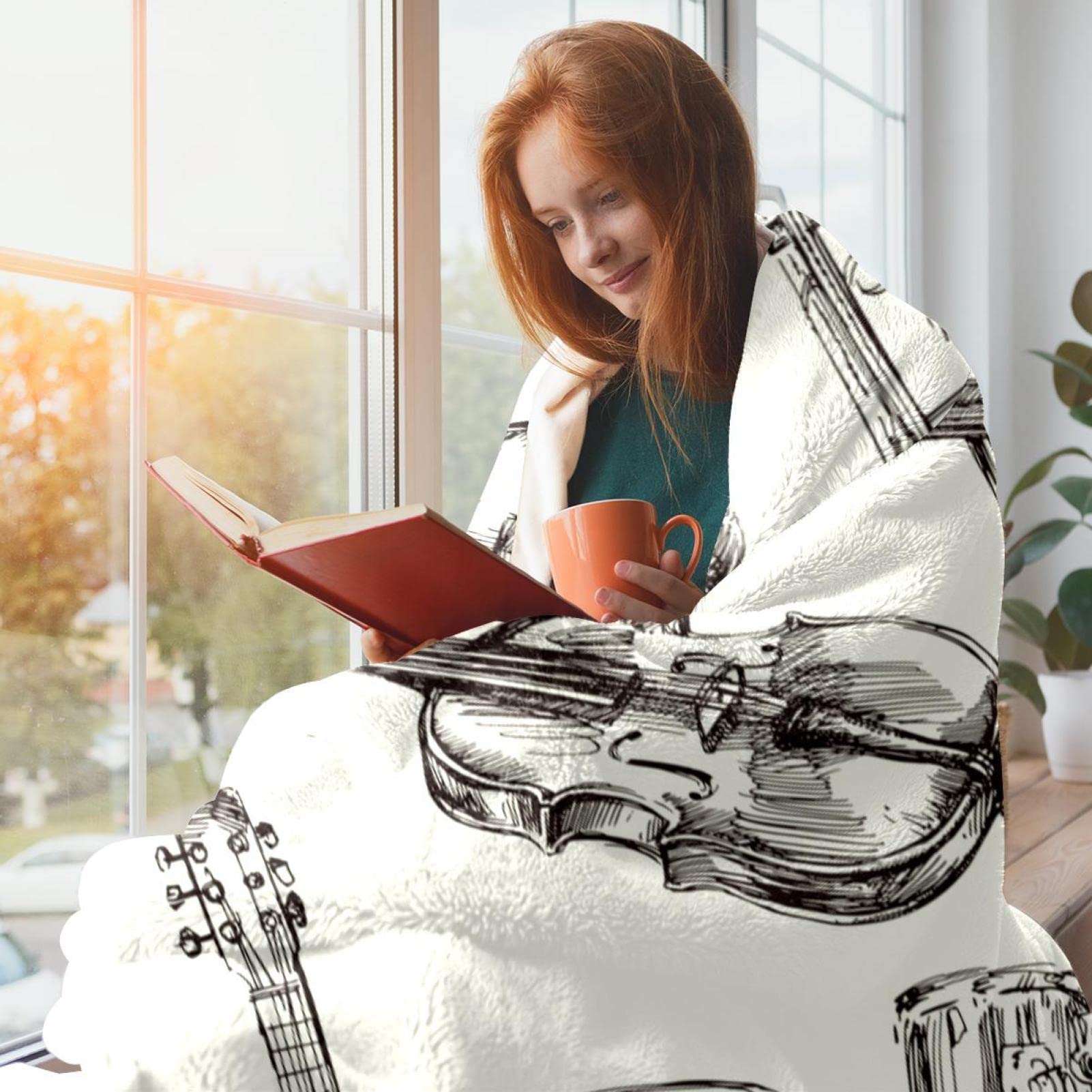 Coperta in pile per strumenti musicali per divano, divano o letto