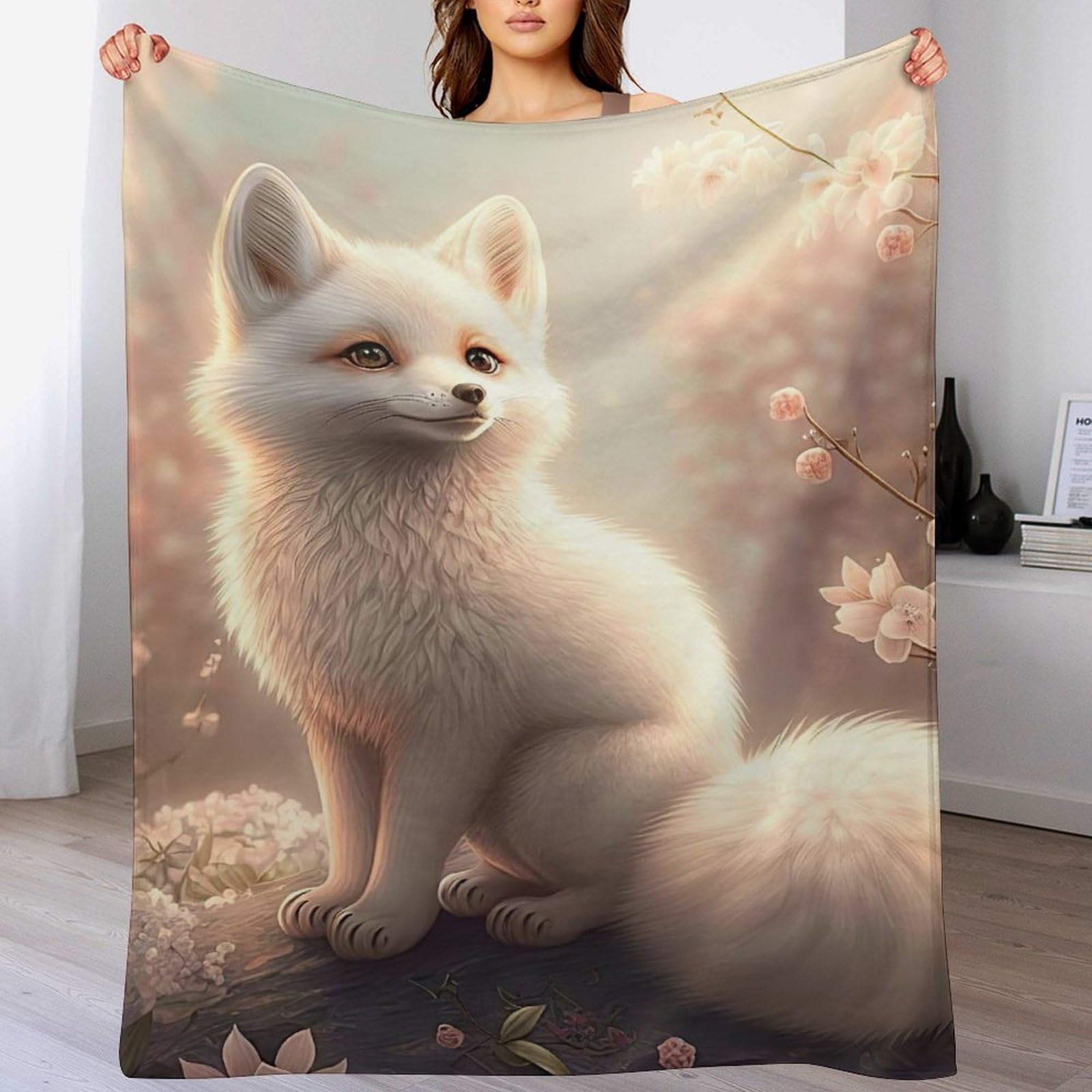 Couverture Renard en flanelle pour enfants et adultes douce et hypoallergénique 100x130cm