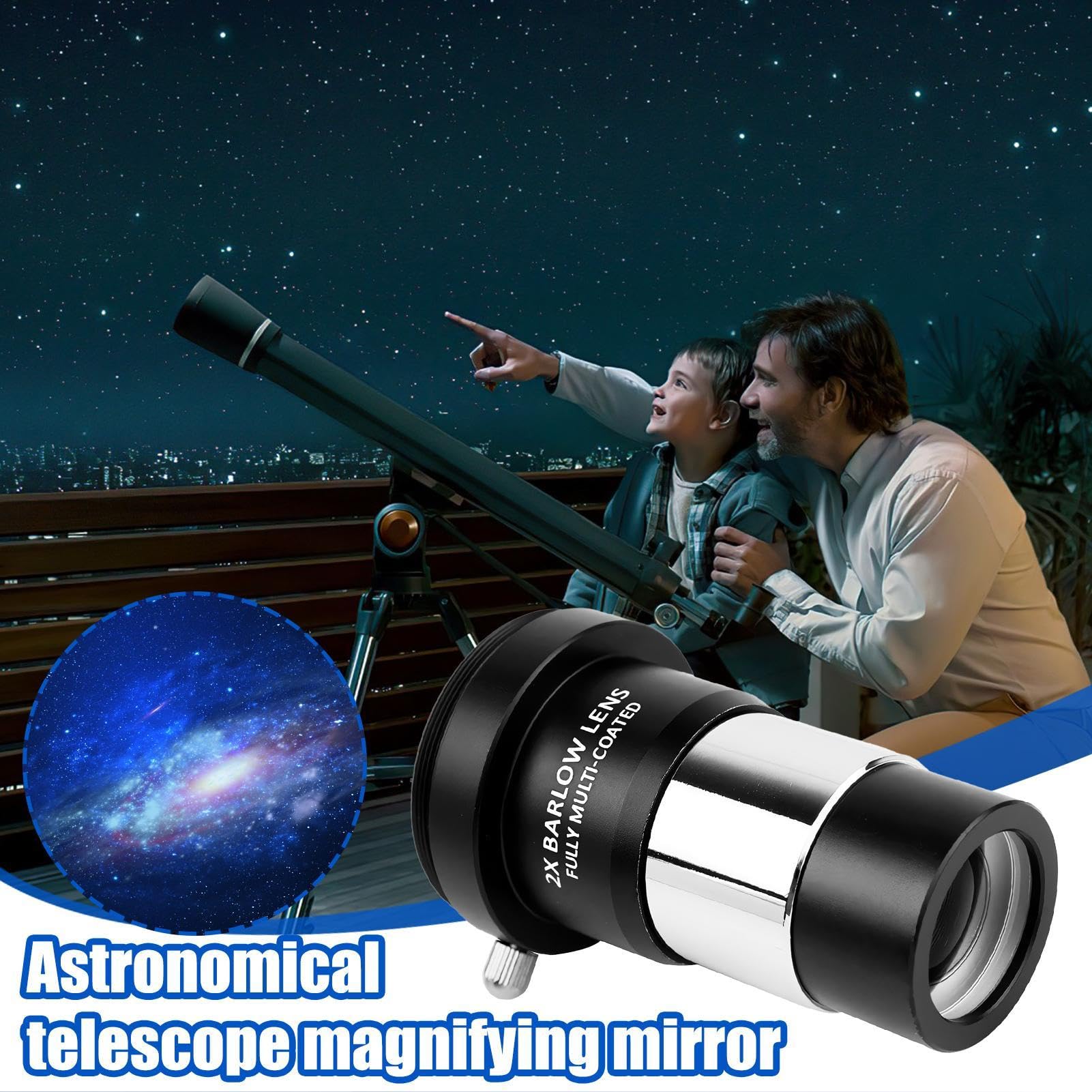Lupa ocular telescópica, 2 lentes Barlow, accesorio de telescopio astronómico totalmente metálico, lente óptica recubierta de alta definición, para astronomía y visión terrestre, 1.25 pulgadas