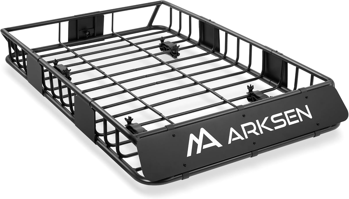 Cesta de carga para portaequipajes de techo de 54" x 34" x 6" con extensión | 150 libras, almacenamiento universal de equipaje en la azotea de acero resistente para SUV, camión, RV, camioneta