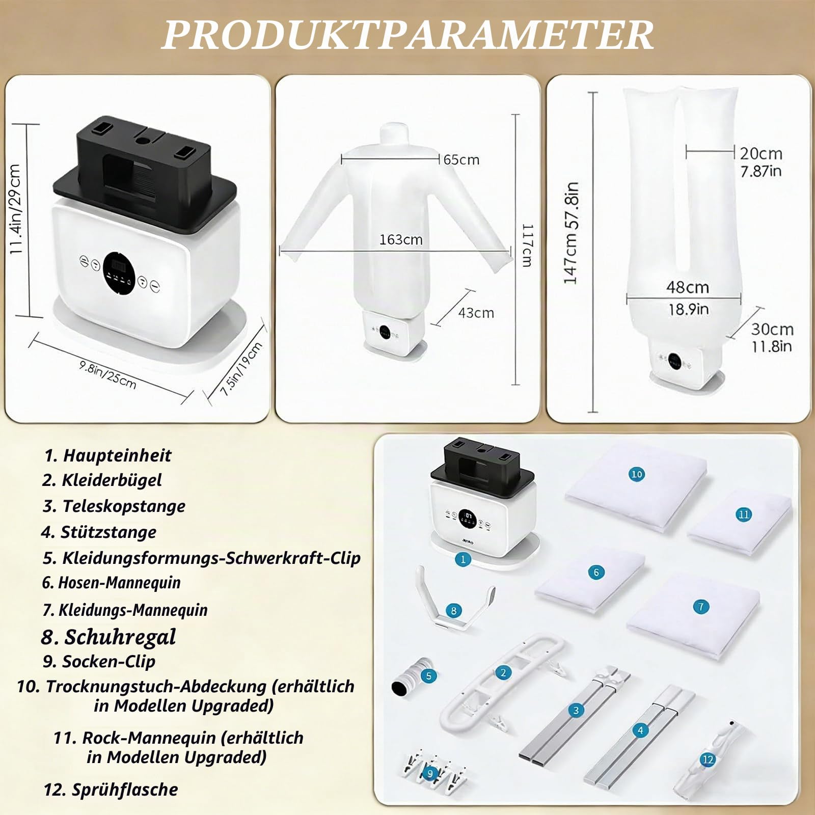 Bügelpuppe–Hemdenbügler & Bügelmaschine für Hemden,Blusen,T-Shirts,Hosen – Bügelautomat mit 3-in-1 Bügeln & Trocknen Funktionen – effiziente Bügelhilfe Upgraded