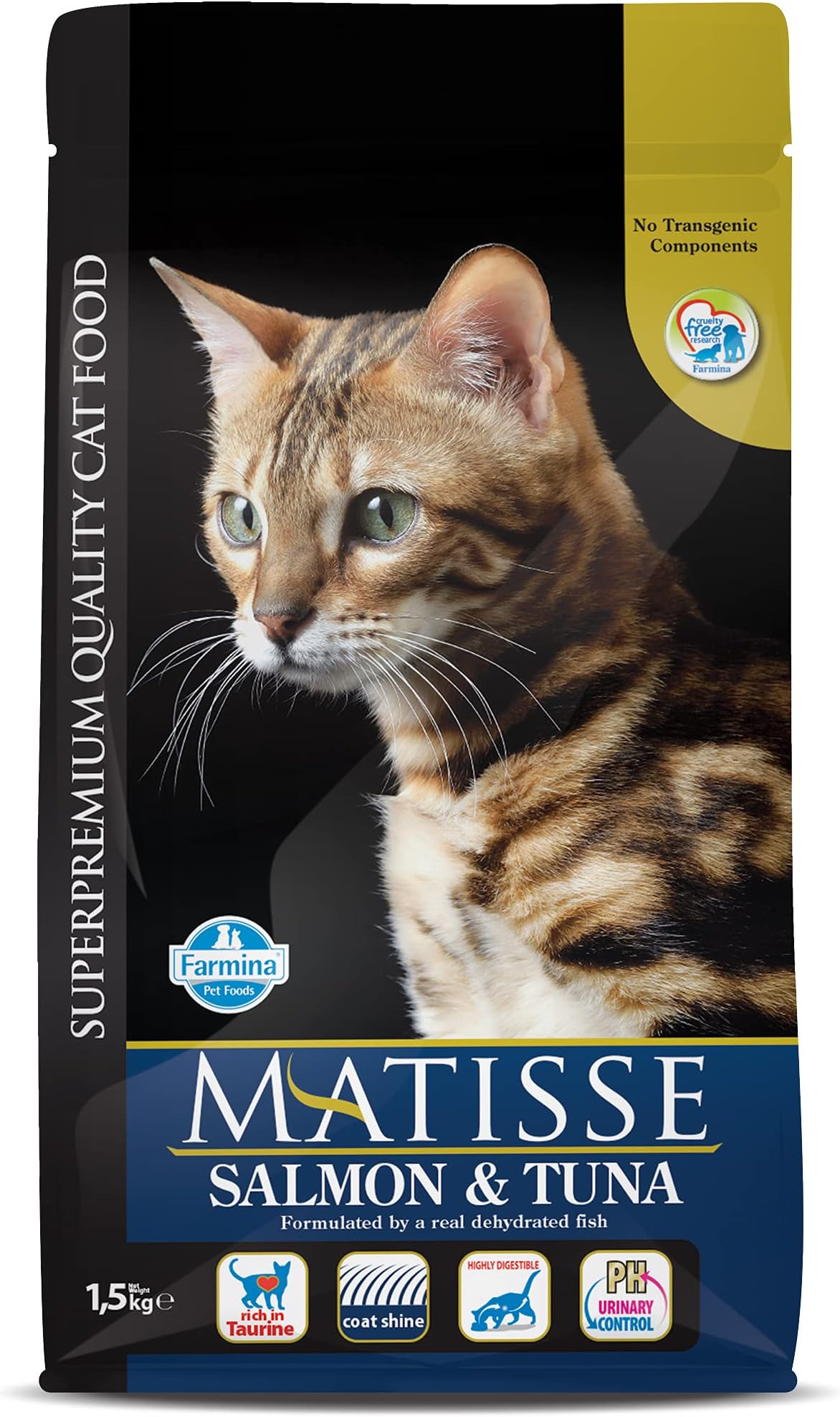 Matisse Farmina Pet Foods Dry Cat Food, Adult, 1.5-Kg, Salmon and Tuna (Pack of 1)