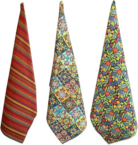 Miniatura 10 de Juego de 3 paños de cocina de algodón, 18 x 26 pulgadas, de gran tamaño, absorbentes para cocinar a diario, secar a mano y hornear, a rayas rojas y