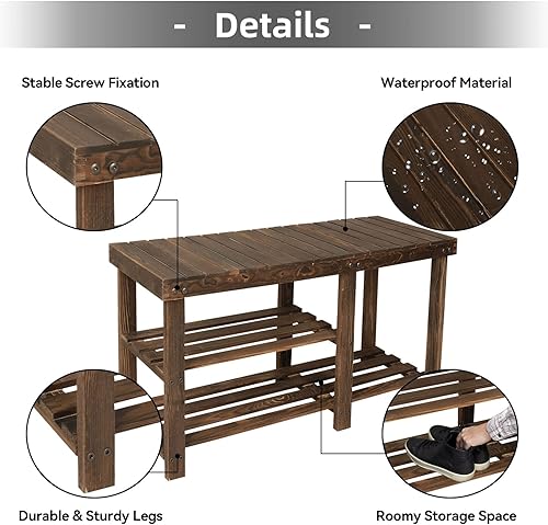 Miniatura 4 de Zapatero resistente de 3 niveles, organizador de almacenamiento, soporta hasta 350 libras para organizador de entrada, dormitorio, sala de estar