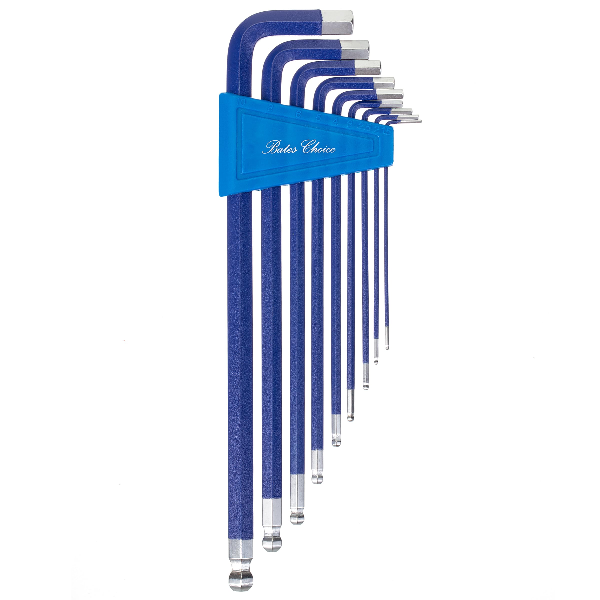 Bates- Long Allen Wrenches Set, 9 Pack, Blue, Metric Hex Key Set, Long Allen Wrench Set with Exrta Long Arm and Ball End