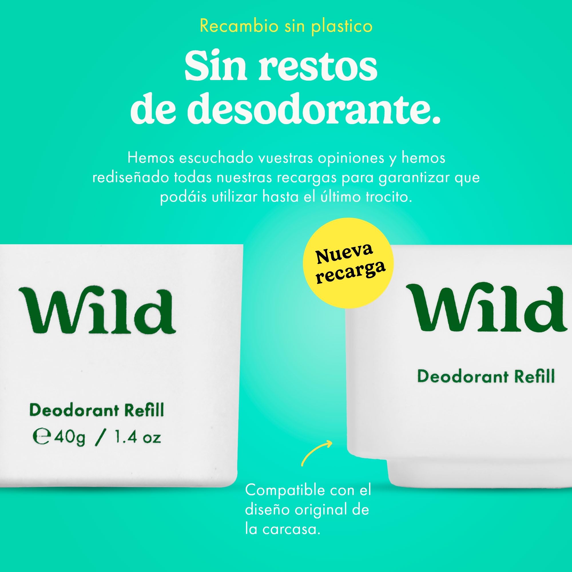Wild Desodorante Natural Recargable Sin Aluminio Pack Variado con Esencias Fresh Cotton, Sea Salt, Cherry Blossom & Coconut Vanilla