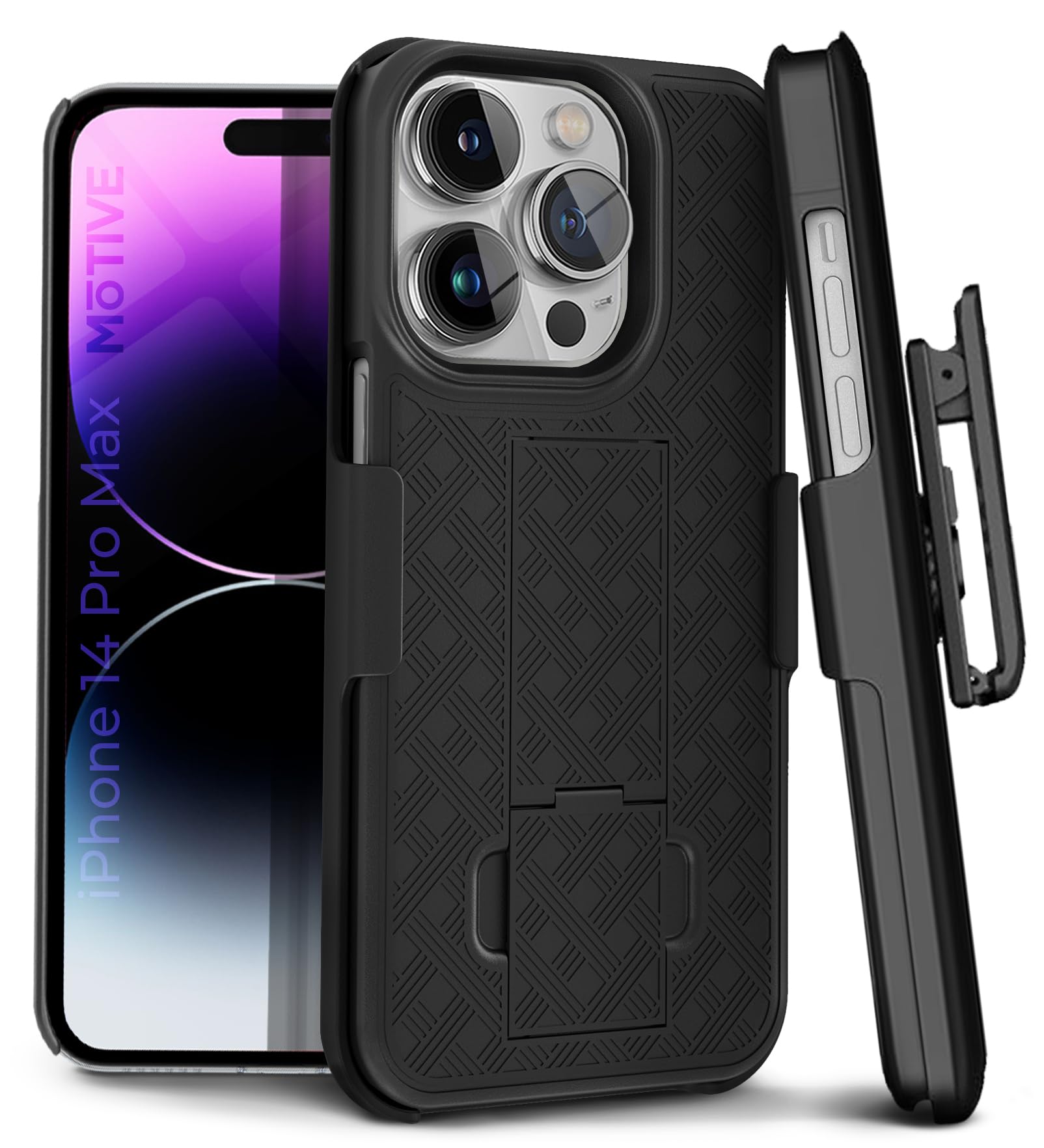 MOTIVE for iPhone 14 Pro Max Holster Case, Belt Clip Case for Apple iPhone, Shell Holster Combo 14 Pro Max, Slim Rugged Drop Shockproof Protective