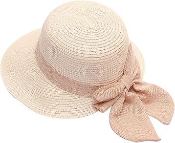 Summer Bucket Hats for Women Wide Bongrace Beach Sun Hat Straw Hat Sunscreen Sunshade Fishermans Hat with Bow Tie