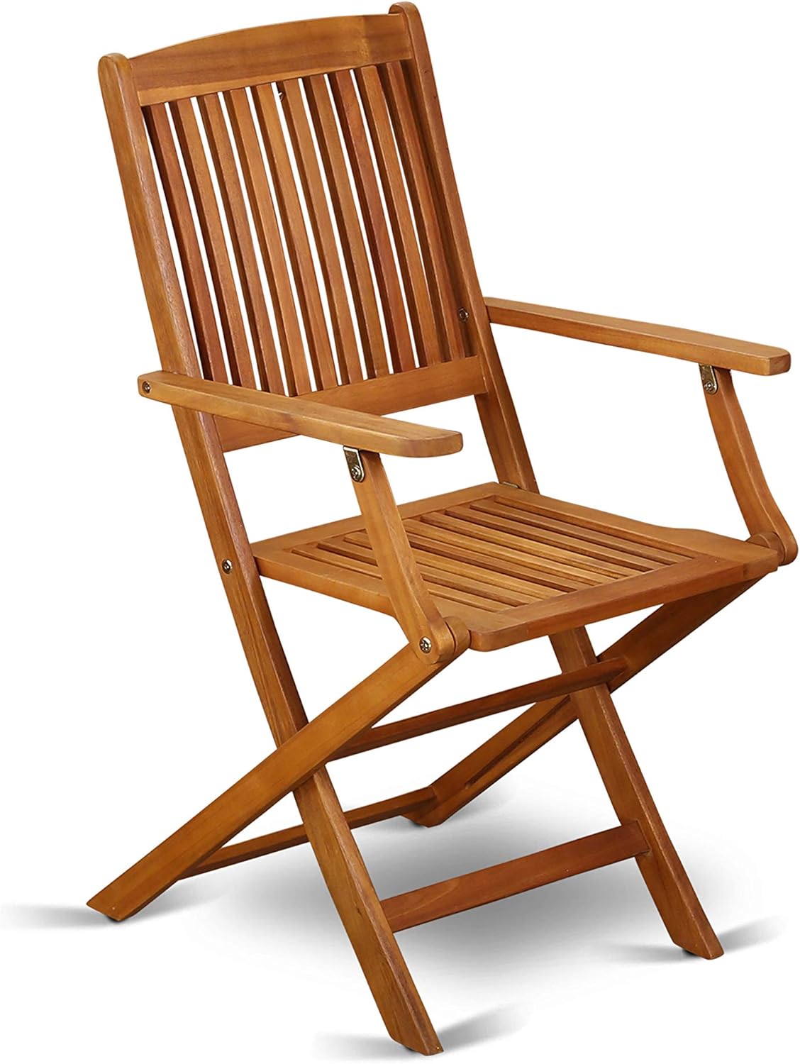 East West Furniture DICM7CANA 7 Piece Patio Garden Table Set Consist of an Oval Outdoor Acacia Wood Dining Table and 6 Folding Arm Chairs, 36x60 Inch, Natural Oil