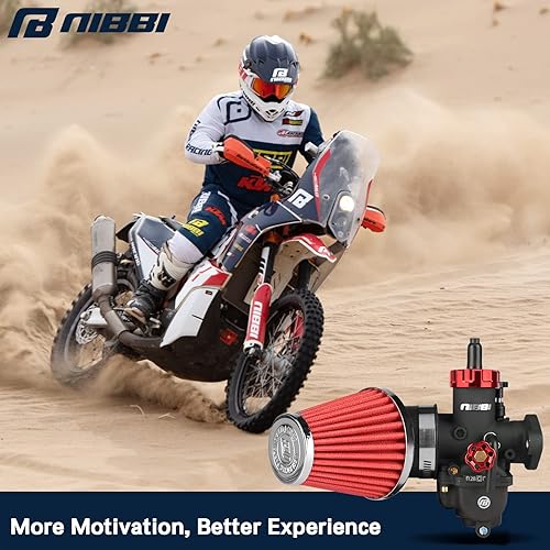 Miniatura 7 de NIBBI PE28 Carburador con kit de filtros de aire de 48 mm, Carburador PE28 mm FL para motocicletas Fit para Dirt Bike de 200 cc-250 cc, Pit Bike,
