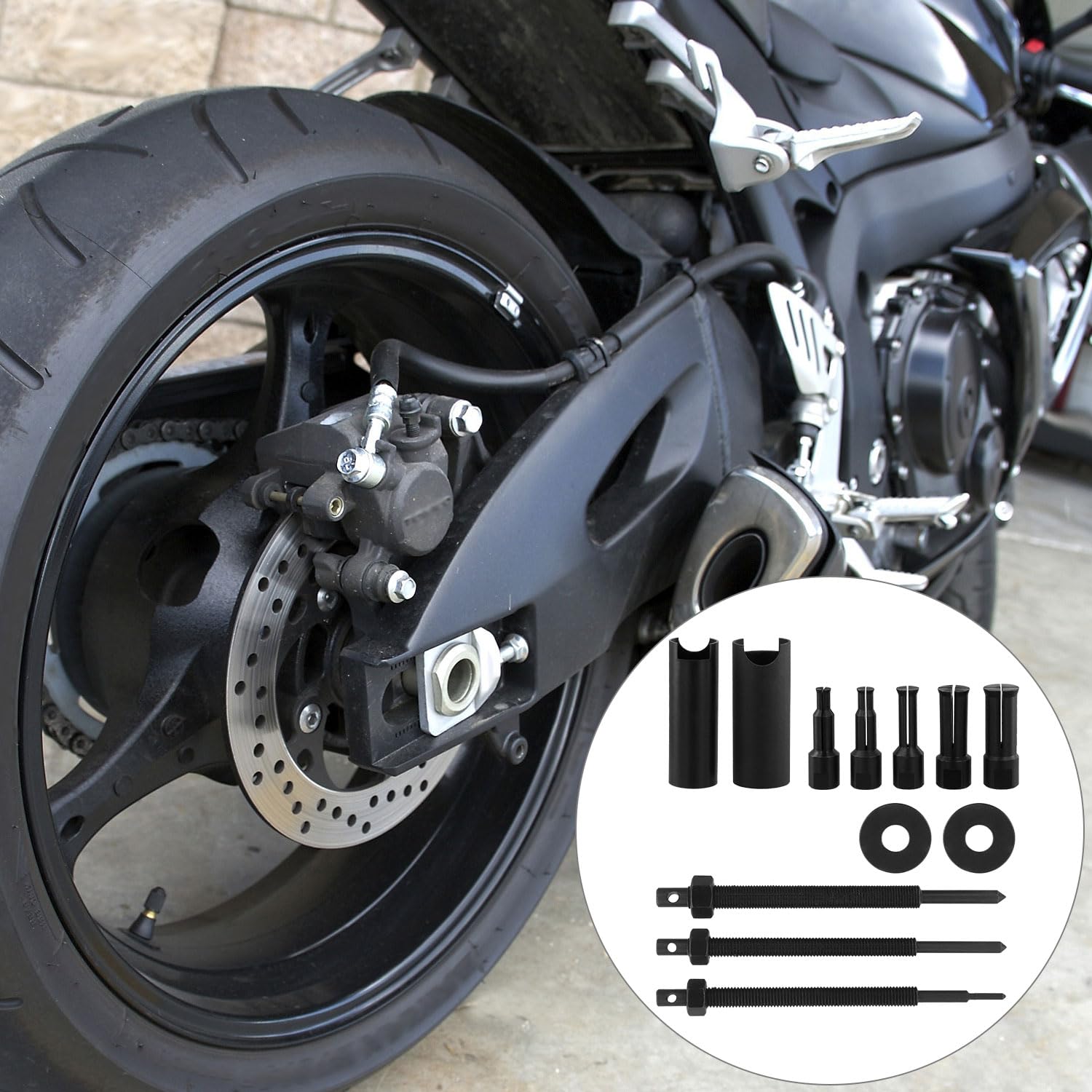 QWORK® 10-częściowy zestaw ściągaczy do łożysk wewnętrznych do motocykli, 5 rozmiarów otwartych klipsów 9-23mm, zestaw narzędzi do demontażu łożysk motocyklowych