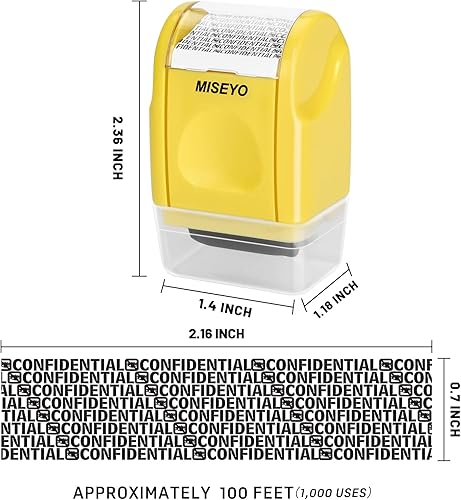 Miniatura 10 de Miseyo Mini sello de rodillo de protección contra robo de identidad con 3 unidades de tinta de repuesto, sello de rodillo confidencial antirrobo