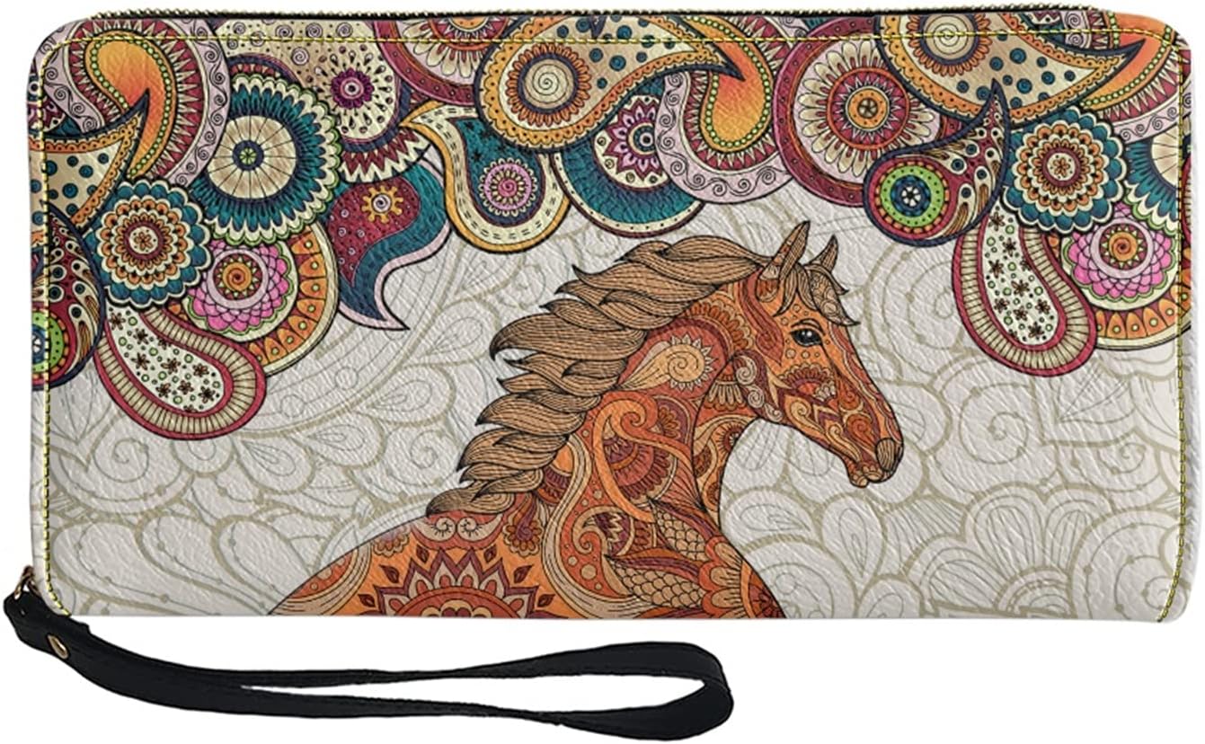 Kuiaobaty Portafoglio lungo in pelle per donne, floreale, cane, gatto