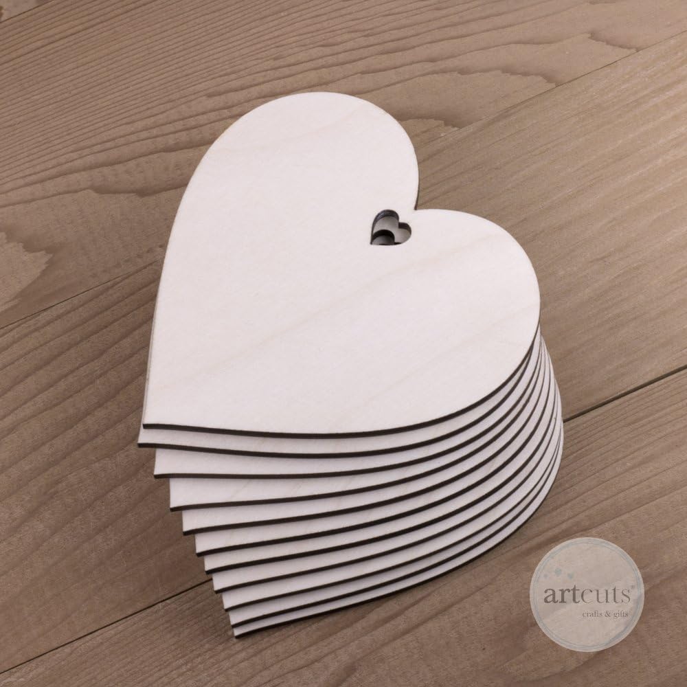 Wooden Hearts with Heart Hole Artcuts