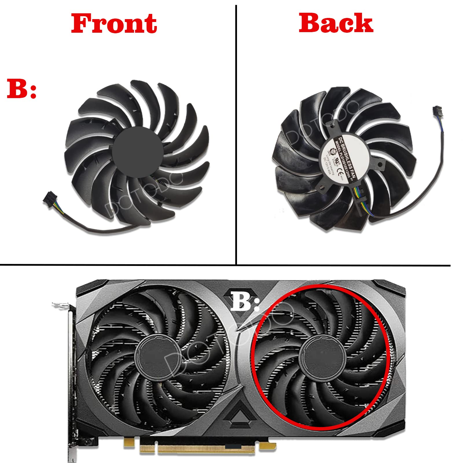 Ventilateur de refroidissement pour carte graphique PLD10010S12HH 95 mm DC12 V 0,40 A RTX3060 RTX3070 VGA pour MSI RTX 3070 3060 3060Ti VENTUS 2X OC