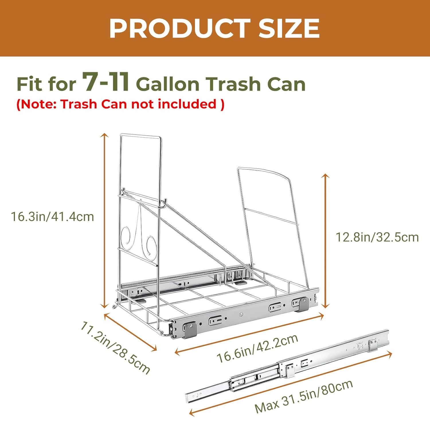 Pull Out Trash Can Under Cabinet, Heavy Duty 40 Qt Sliding Trash Can Cabinet Pull Out Kit