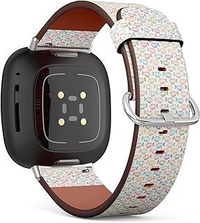 CJBROES Replacement Leather Watch Band, Compatible with Fitbit Versa 3 and Fitbit Sense of Wristband Bracelet Accessory - Doodle Fish sea
