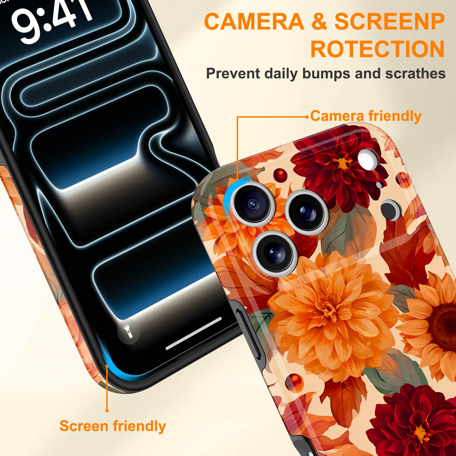 ZIYE Custodia per iPhone 17 Pro Max con motivo girasoli e piante