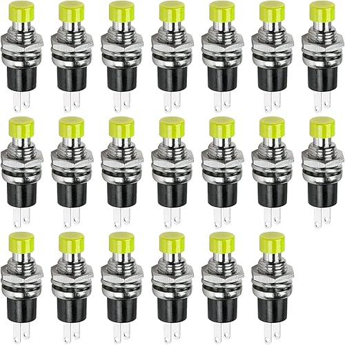 Vista 8 de Ampper Mini interruptores momentáneos de botón, 2 pines de encendido y apagado, 1A, 250 V, CA, 0.276 in, redondo, SPST, normal, abierto, momentáneo