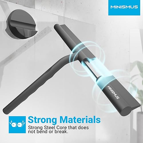 Miniatura 15 de Minismus Escobilla de ducha con gancho magnético, limpiador de ventana de silicona con colgador adhesivo para montar en la pared, escobilla de ducha
