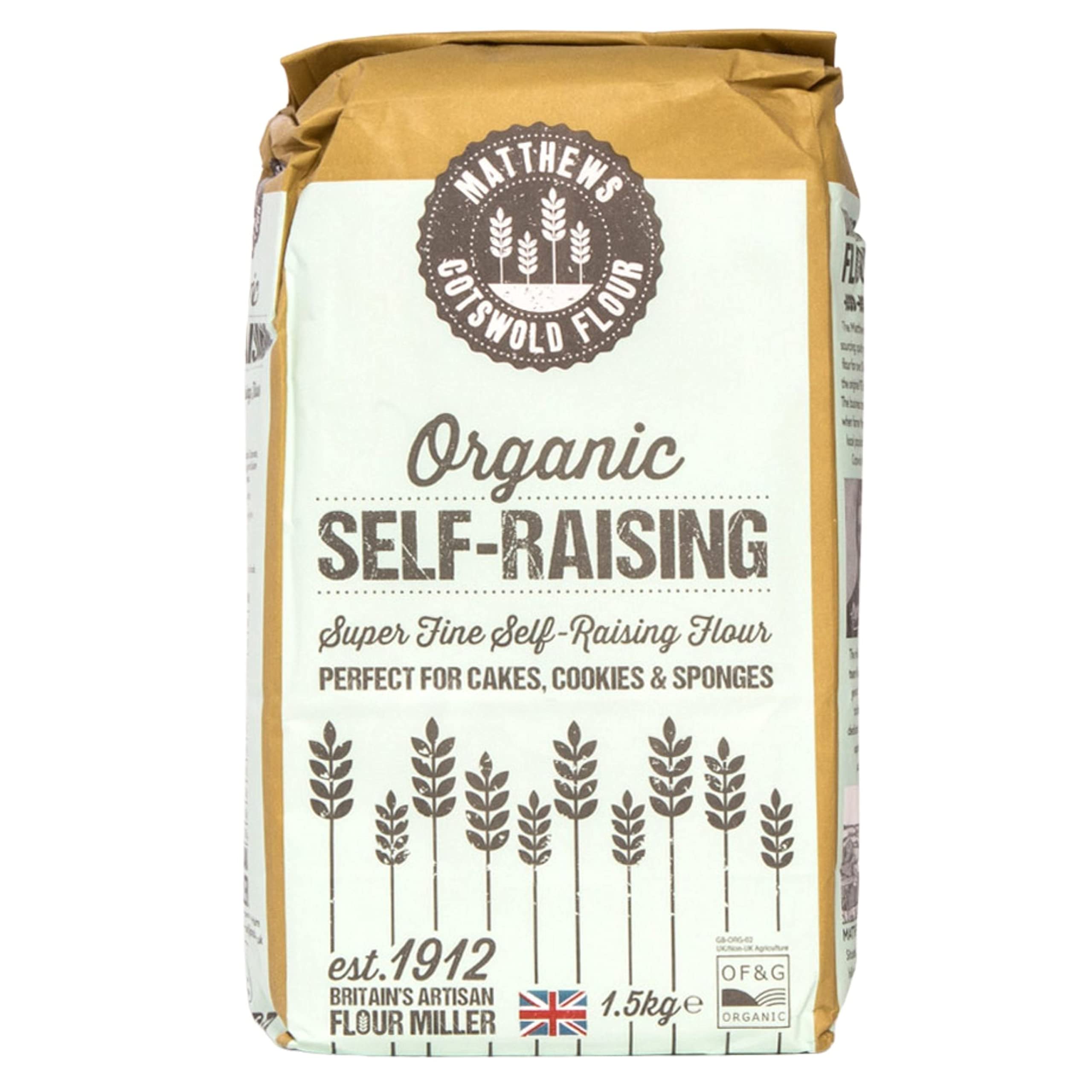 Matthews Cotswold Organic Self Raising Flour - 1.5kg Bag (Pack Of 5)