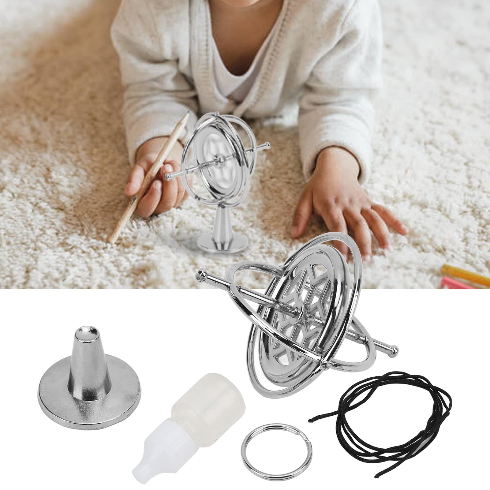 KIMISS Gyroscope en Métal Anti, Toupie à Rotation à Haut équilibre, Gyroscope, Jouet Rotatif à gravité, éducatif pour Enfants et Adultes