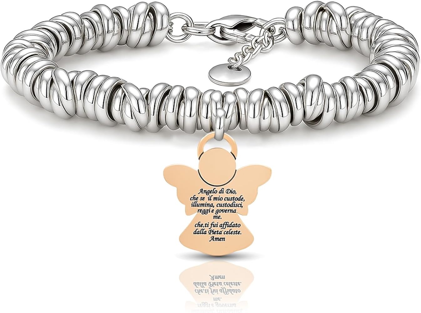 Angelra Bracciale da Donna con Ciondolo In Acciaio,Chi Seina Aore Raccoglie la Felicita