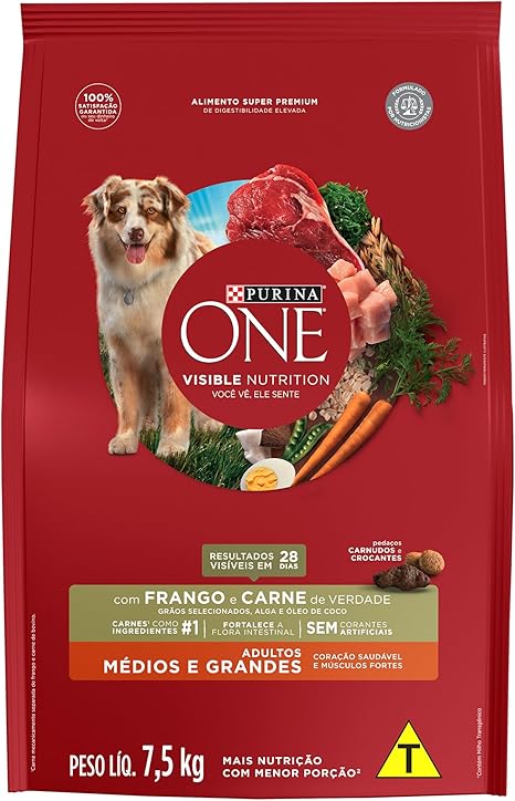 Purina ONE Ração para cães Adultos Medios e Grandes - Frango & Carne 7,5kg Menor preço em Purina ONE Ração para cães Adultos Medios e Grandes - Frango & Carne 7,5kg