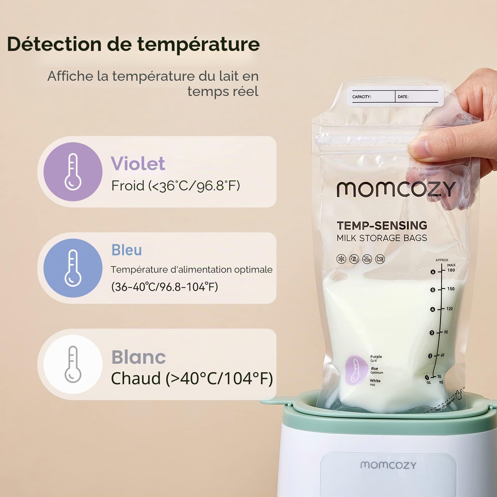 Momcozy Sachets de Congélation Lait Maternel 180mL - Lot de 240 Poches Stériles avec Double Fermeture Étanche | Conservation Hygiénique Allaitement et Stockage Réfrigéré