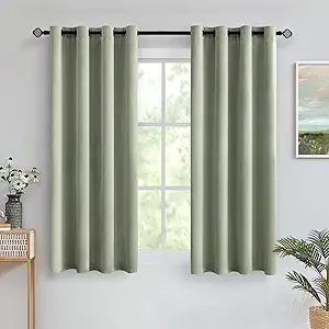 MIULEE Room Darkening Curtains Thermal Insulated Black Out Drapes Solid Window Treatment Grommet Light Blocking Blackout Curtain for Living Room Bedroom 2 Panels Set 52 x 54 inch Length Sage Green