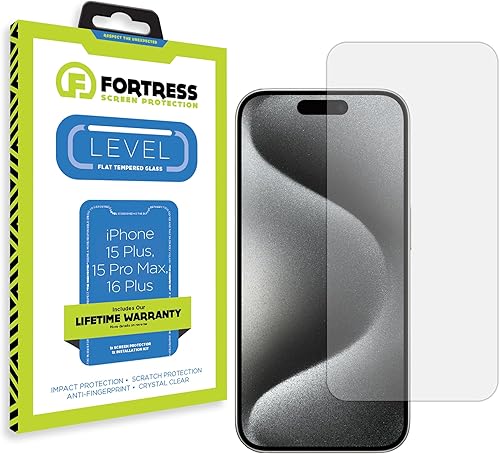 Fortress Protector de pantalla compatible con iPhone 15 Plus15 Pro Max, antiarañazos, protección contra impactos reemplazos de por vida claridad HD,