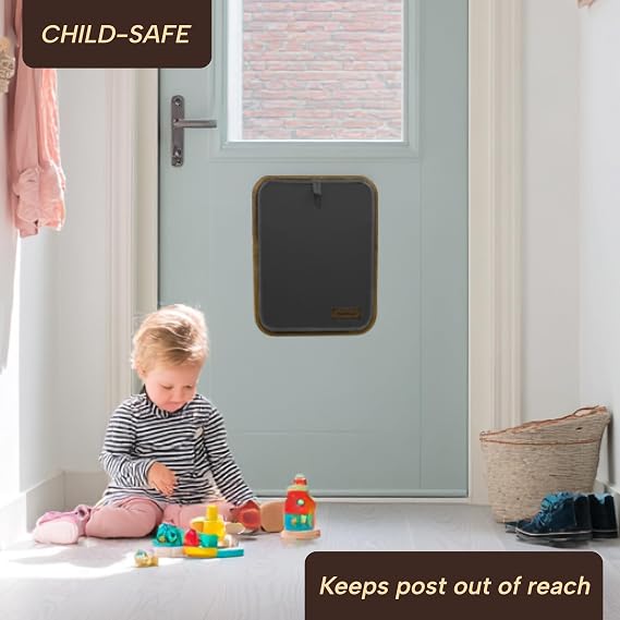 Letter Catcher for Front Door, Bamboo Mail Holder for Letterbox, No Drill Hook Over or Double-Sided Tape Installation, Indoor Mail Organiser for uPVC, Wooden & Composite Doors - Grey