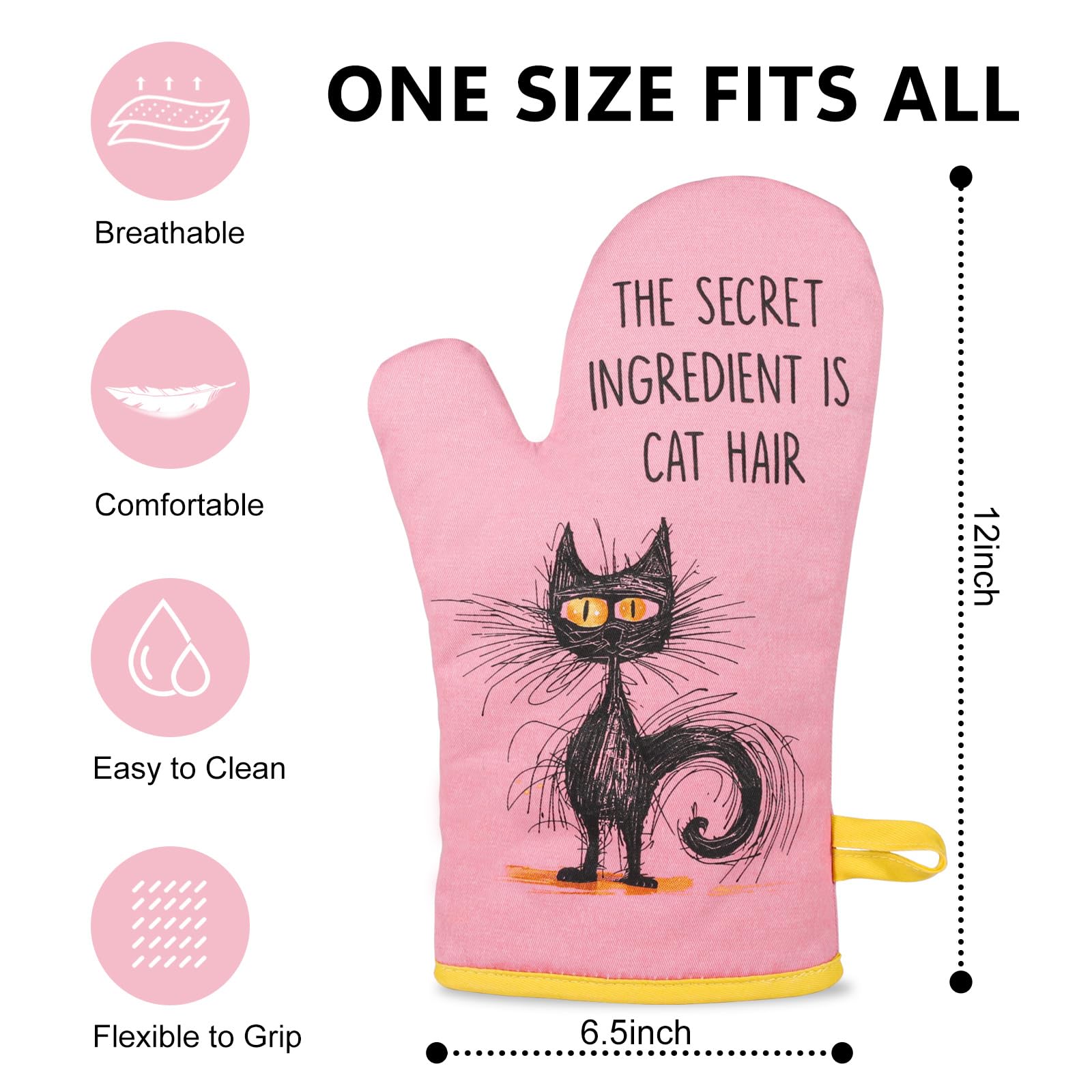 Divertidos guantes para horno, regalos de gatos negros para los amantes de los gatos, lindos accesorios de cocina para gatitos, cumpleaños, Navidad, Acción de Gracias, inauguración de la casa 4